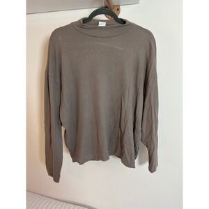 H&M Womens Mock Neck Long‎ Sleeve Knit Top Taupe Brown Size Medium Oversized